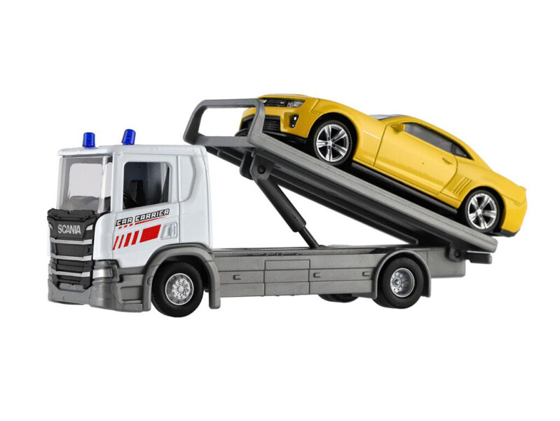 Welly odtahovka Scania P320 + Chevrolet Camaro 1:43